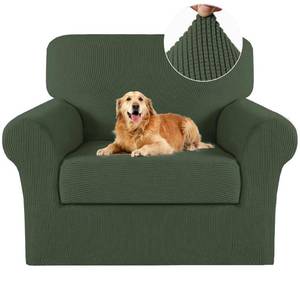 lot 6394 image: Turquoize 2 Piece Chair Covers Chair Slipcovers for Living Room Armchair Sofa Covers Chair Couch Cover with Arms Washable Furniture Protector for Chairs Feature Thick Fabric (Chair, Bronze Green) - Retail $30