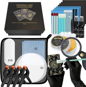 lot 6406 image: SFAED Card Care Clean Kit,17-in-1 Card Cleaning and Polishing Restoration Kit, Trading Card Cleaning Box with Cleaning Spray and Balck Nitrile Gloves, Suitable for Surface Card Care&Flatten Edges - Retail $46