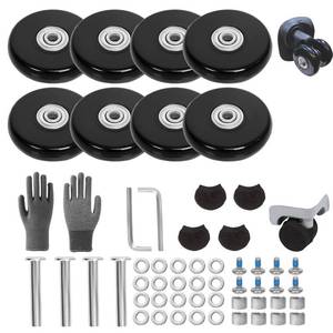 lot 6416 image: Luggage Replacement Wheels Set 8Pcs 1.97x0.55(50x14mm) Rubber Swivel Caster Wheels with 4Pcs Wheels Cover Socks 1.97 (50mm) Axles and Repair Kit for Luggage Bags Trolley Case - Retail $21