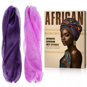 lot 6417 image: African Net Sponge Authentic - Back Scrub Exfoliating Net Sponge with Knots - 2 Pieces African Bath Sponges for Body Scrubber Exfoliator - Back Washer for Shower Accessories - Retail $10
