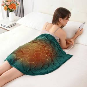 lot 6432 image: Kaisa Weighted Heating Blanket 5 lbs, 26 x 35 Large Size Heating Pad for Back Shoulder Abdomen, Soft Electric Weighted Heated Blankets, Green - Retail $46