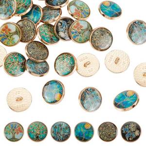 lot 6449 image: OLYCRAFT 6 Styles Plants Shank Buttons 18mm Alloy Enamel Shank Buttons Tree Theme Metal Blazer Button Green Gold Vintage Shank Button for DIY Sewing Crafts - Retail $13