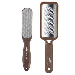lot 6452 image: Fu Store 2 Pack Foot Files Callus Remover Stainless Steel Foot Rasp and Dual Sided Feet File Professional Scrubber Pedicure Tools Premium for Feet Care Remove Hard Skin, Brown - Retail $7