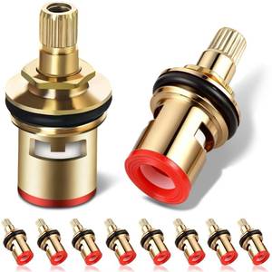 lot 6458 image: 10PCS Faucet Valve Core, Brass Ceramic Stem Disc Cartridge Faucet Valve Replacement Quarter Turn G12 x 8mm for Bathroom Kitchen Tap, Brass Faucet Cartridges - Retail $16
