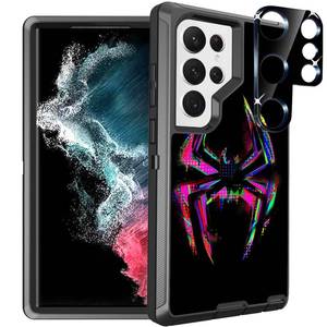 lot 6466 image: OTTARTAKS Compatible for Samsung Galaxy S23 Ultra Case with Screen Protector, Spider Cool Full Body Heavy Duty Black Shockproof 3-Layer Samsung Galaxy S23 Ultra Protective Case for Boys Men - Retail $16