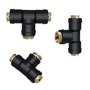lot 6497 image: Japtend 14 DOT Air Line Fittings Tee 3PCS, 14 Tube OD x 14 Tube OD x 38 Tube OD PTCPTCR & Brass Air Line Quick Connect Fittings for Truck Trailers and Air Brake System - Retail $20
