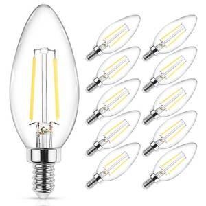 lot 6512 image: Ascher Classic E12 LED Candelabra Light Bulb 4W, Equivalent 40W, Daylight White 5000K, Non-Dimmable, Filament Clear Glass, Pack of 10 - Retail $23