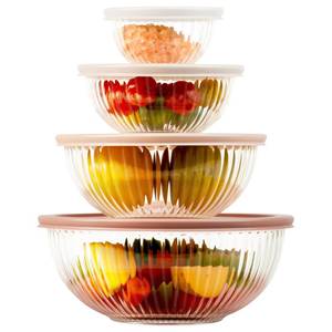 lot 6522 image: Freshmage Glass Mixing Bowls with Lids Sets, 4 Packs Glass Bowls with Lids for Kitchen Baking, Meal Prepping and Salad, Bpa Free and Dishwasher Safe Serving Bowls, 0.20.51.12.1 - Retail $25