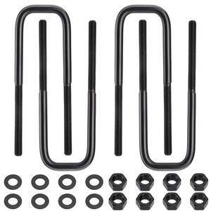 lot 6525 image: Racewill 4pcs Extended Square Bend U-Bolts, 9.5 Long x 2.5 Wide x 916 Threads with Hardware - Retail $40