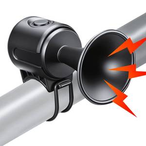 lot 6538 image: Onvian Electric Bike Horn, 120db Bicycle Horn for 22.2-32mm Handlebars, Electronic Bike Bell with 3V Battery Operated, IPX4 Waterproof Bike Horn for Adults Kids Bike, Scooter, Ebike, Easy Installation - Retail $13