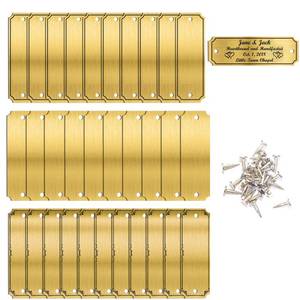 lot 6542 image: Vanttokeey 30 Pcs Engraved Name Plates 3 x 1 Inch Laser Engraving Solid Brass Metal Plate Personalized Plaque Blank Custom Name Tag Frame Label for DIY (Screws) - Retail $22