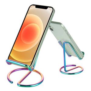 lot 6547 image: ROPOSY Cell Phone Stand for Desk, Cute Metal Rainbow Cell Phone Stand Holder Desk Accessories, Compatible with All Mobile Phones, iPhone, iPad - Retail $7