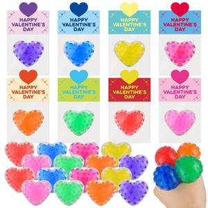 lot 6560 image: Valentines Gifts Cards with Heart Stress Balls Stress Relief Squeeze Balls Squishy Fidget Toys for Valentines Party Favor Classroom Exchange Prizes Gifts