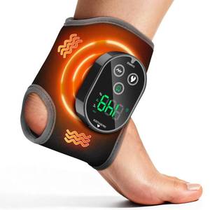 lot 6562 image: Cordless Ankle Heating Pad for Pain Relief, Foot and Ankle Massage for Circulation, Rechargeable Neuropathy Foot Massager Heated Ankle Wrap, Black - Retail $40
