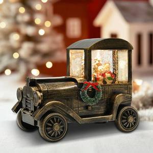 lot 6591 image: Christmas Snow Globe Lantern Truck Water Glittering Globe with Snowman 8 Music Songs Christmas Snow Globes USB & Battery Operated for Christmas Festival Decorations Gifts (Truck-Snowman) - Retail $25