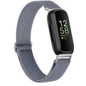 lot 6597 image: Vancle Elastic Bands for Fitbit Inspire 3 Bands Women, Breathable Adjustable Replacement Stretchy Nylon Loop Wristband Sport Straps Compatible with Fitbit Inspire 3 Fitness Tracker (Blue Gray) - Retail $82