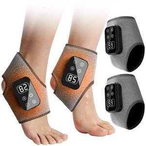 lot 6607 image: HJKLIUT Foot Advanced Renew Triple Method Massager, 5-Speed & 5-Temperature, 2Pcs Cordless Ankle Heating Pad for Home Comfort, Portable Foot Revive Massager (2Pcs-Gray) - Retail $40