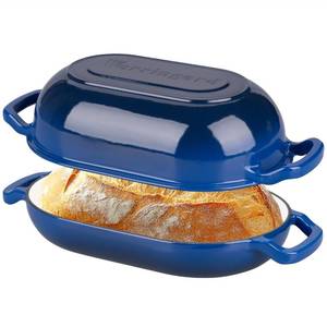 VORRINGARD Enameled Cast Iron Sourdough Bread Oven, Dutch Oven, Loaf Cast Iron Bread Pan for Homemade Bread Baking, Meatloaf Pan with Lid, 5QT, Blue - Retail: $60