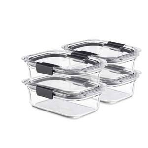 lot 6613 image: Rubbermaid Brilliance Glass Food Storage Containers, 3.2 Cup, Set of 4, BPA-Free, Leak-Proof, Clear - Retail $40
