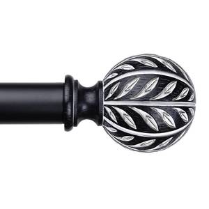 lot 6620 image: Extra Long Black Curtain Rod, Decorative Curtain Rods for Windows 72 to 144 Inch with Handmade Leaf Finials, 1 Inch Adjustable Heavy Duty Rustic Farmhouse Window Treatment Rods, Easy Install - Retail $37