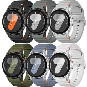 lot 6621 image: Sport Band for Samsung Galaxy Watch 7 Band 40mm 44mm,No Gap Soft Silicone Strap for Galaxy Watch 6 5 4 FE Band 40mm 44mmGalaxy Watch 64 Classic 47mm 43mm 46mm 42mmWatch 5 pro 45mm Men Women,6 Pack - Retail $19