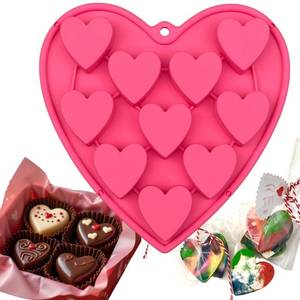 lot 6629 image: MarStore Heart Shaped Cake Pans Heart Silicone Mold for Baking, Large 2 Inches Molds, 10 Cavities Suitable for Ice Cube Mold, Chocolate Mold, Valentines Silicone Molds (1, Pink) - Retail $7