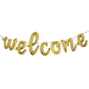 lot 6634 image: 16 inch multicolor Welcome Balloon Banner Balloons Foil Letter Balloon Anniversary Celebration Party Decorations (L WELCOME GOLD)
