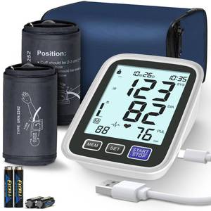 lot 6649 image: Blood Pressure Machine Upper Arm, 2 Size Cuffs Fit Arms from Medium 9-17 to Extra Large XL 13-21, Accurate Automatic Digital BP Kit Home Use, Large Backlit LCD, BP Monitor Dual-User Mode - Retail $46