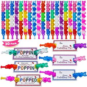 lot 6654 image: JUNQIU Valentines Day Cards For Kids School, 30 Pack Pop It Valentines Cards, Bulk Valentines Exchange Cards For Kids Classroom, Class Valentines Day Gifts For Boys Girls - Retail $15