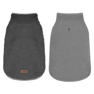 lot 6655 image: cyeollo Medium Dog Coat, Sherpa Dog Winter Coat Reversible Fleece Dogs Jackets Warm Doggie Sweater Vest for Small Medium Dogs Male with Leash Hole Soft Cold Weather Pet Clothes, Dark Grey XL - Retail $25