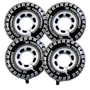 lot 6660 image: GOTPASS 30 Inch Wheel Balloons 4Pcs Race Car Tire Balloons Race Car Theme Party Supplies Men and Boys Birthday Party Decorations - Retail $7