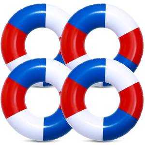 lot 6664 image: 4 Pcs Inflatable Swimming Float Tools 35Inch Red White and Blue Swim Rings 4th of July Beach Pool Floats Pool Tube Rings Loungers Patriotic Tube for Adults Summer Beach Party Favor Gift - Retail $27