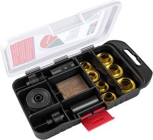 lot 6667 image: Grommet Kit, NEU MASTER 38 and 12 Solid Brass Grommets with Eyelets Setting Tool and Storage Box, NH1003K - Retail $10