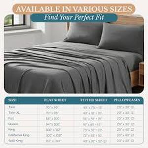 lot 6551 image: Casa Plantino Cotton Sheet Set Grey Queen - Retail $32