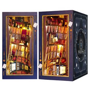 lot 6674 image: JOOHOUR DIY Book Nook Kit, Alice in Wonderland, Dollhouse Miniature, Booknook Bookshelf Insert Alley 3D Wooden Puzzle, Bookends Model Building Kit, Gift for Teens and Adults, Falling Library - Retail $55