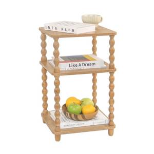 lot 6705 image: Fultyle End Table, Modern Side Table with 3 Tier Open Shelf, Small Table Bed Side Tables Bedroom for Small Spaces, Living Room and Office (Rustic Walnut) - Retail $40
