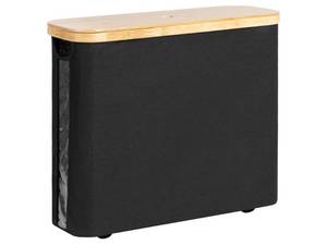 lot 6707 image: StorageWorks Toilet Paper Storage Basket, Papers Container with Bamboo Lid, Medium Toilets Holder for Up to 9 Mega Rolls, Organizer for Bathroom, Black, 1 Pack - Retail $26