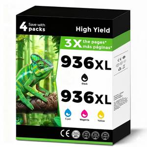 lot 6718 image: 936XL (936e) Ink Cartridges Combo Pack Replacement for HP 936 e XL for OfficeJet 9122e Pro 9125e 9120e 9128e 9135e 9110b 9110e 9120b 9128 9130 9130e 9130b 9135 for HP936 Black Cyan Magenta Yellow - Retail $160