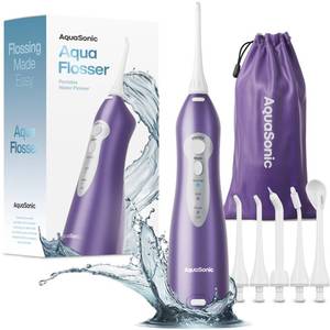 lot 6742 image: AquaSonic Water Flosser - Cordless Rechargeable Water Flossers for Teeth Cleaning - Waterproof Aqua Flosser, Portable Oral Irrigator for Dental Cleaning with 5 Jet Tips Braces Home Travel - Retail $40