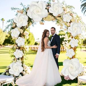 lot 6763 image: Humyoun Giant Paper Flowers Artificial Large Paper Flower Decoration for Handcrafted Wall Backdrop Christmas Mexican Wedding Graduation Bridal Shower Birth Party Supplies(White,12 Pcs) - Retail $18