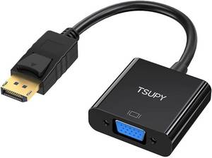 lot 6778 image: TSUPY DisplayPort to VGA, 1080P DP Adapter Gold-Plated Display Port Converter Male to Female VGA Cable Adapters to Connect Your Computer to a Large Screen, Projector,Monitor,HDTV and More - Retail $9