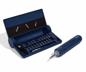 lot 6782 image: TINKR Electric Screwdriver Set, 3.6V Cordless Rechargeable Screwdriver with Adjustable Torque (8N�m Max), 24 S2 Bits, LED Light, USB-C Fast Charging, and Storage Case (Midnight Blue) - Retail $60