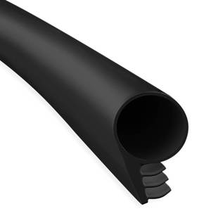 lot 6799 image: TMH Premium Pure Silicone Kerf Weather Stripping Door Seal, Window and Door Frame Sealer BulbRing Shape, Black - 20 Feet - Retail $33