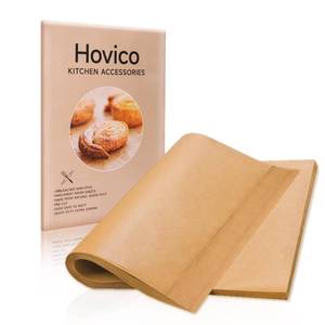 lot 6802 image: Hovico 130PCS Parchment Paper Baking Sheets, 9x13 Inch, Precut Non-Stick Parchment Sheets for Baking, Grilling, Air Fryer, Steaming, and More (Unbleached) - Perfect for BBQ, Picnic, Festival, Bread - Retail $6