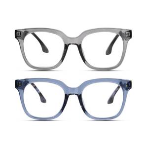 lot 6812 image: ZESAKER Oversized Reading Glasses for Women Men Large Frame Square Blue Light Blocking Computer Readers Spring Hinge (Grey Blue, 1.75) ONE EARPIECE NEEDS ATTACHED - Retail $14