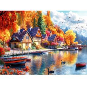 lot 6819 image: 300 Pieces Fall Puzzle for Adults, Autumn lochs Puzzle for Adults, Challenging Game Home Decor Birthday Party Gift Toy for Adults Kids Seniors 20.5x15 inch - Retail $10