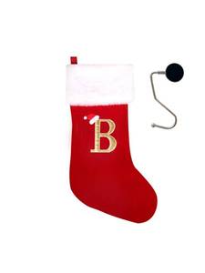 lot 6824 image: infleesh 20 Inches Monogrammed Christmas Stockings with Letters,Super Soft Christmas Stockings Large Monogram Stockings Red Letter Stockings for Christmas Holiday Xmas Gift