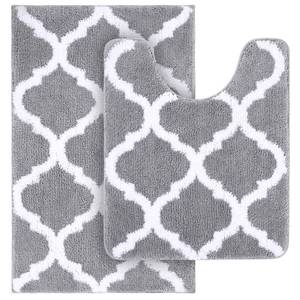 lot 6828 image: OLANLY Bathroom Rugs Set 2 Piece, Microfiber Bath Shower Mat and U-Shaped Toilet Rug, Machine Wash Dry, Non-Slip Absorbent Shaggy Bath Mats for Tub, Shower and Bathroom (30x2024x20, Grey) - Retail $25