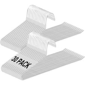 lot 6831 image: devesanter Pants Hanger, 30 Pack Space Saving Open-Ended Metal Pants Hanger, Non Slip Trousers Slack Hangers Organizers for Pants Jeans Slacks Scarf Trousers Ties White - Retail $23