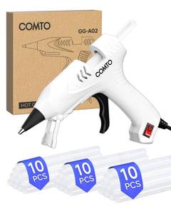 lot 6834 image: COMTO Hot Glue Gun Kit with 30 Sticks, 20W Fast Preheating Mini Hot Glue Gun and Sticks Set for School Crafts DIY Arts and Quick Home Repairs, White - Retail $9